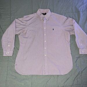 Ralph Lauren Men's Pink and Blue Checkered Button Down Shirt/ 17.5 and 34/35